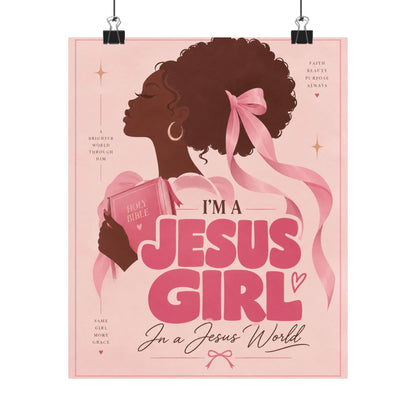 Jesus Girl in a Jesus World Pink poster