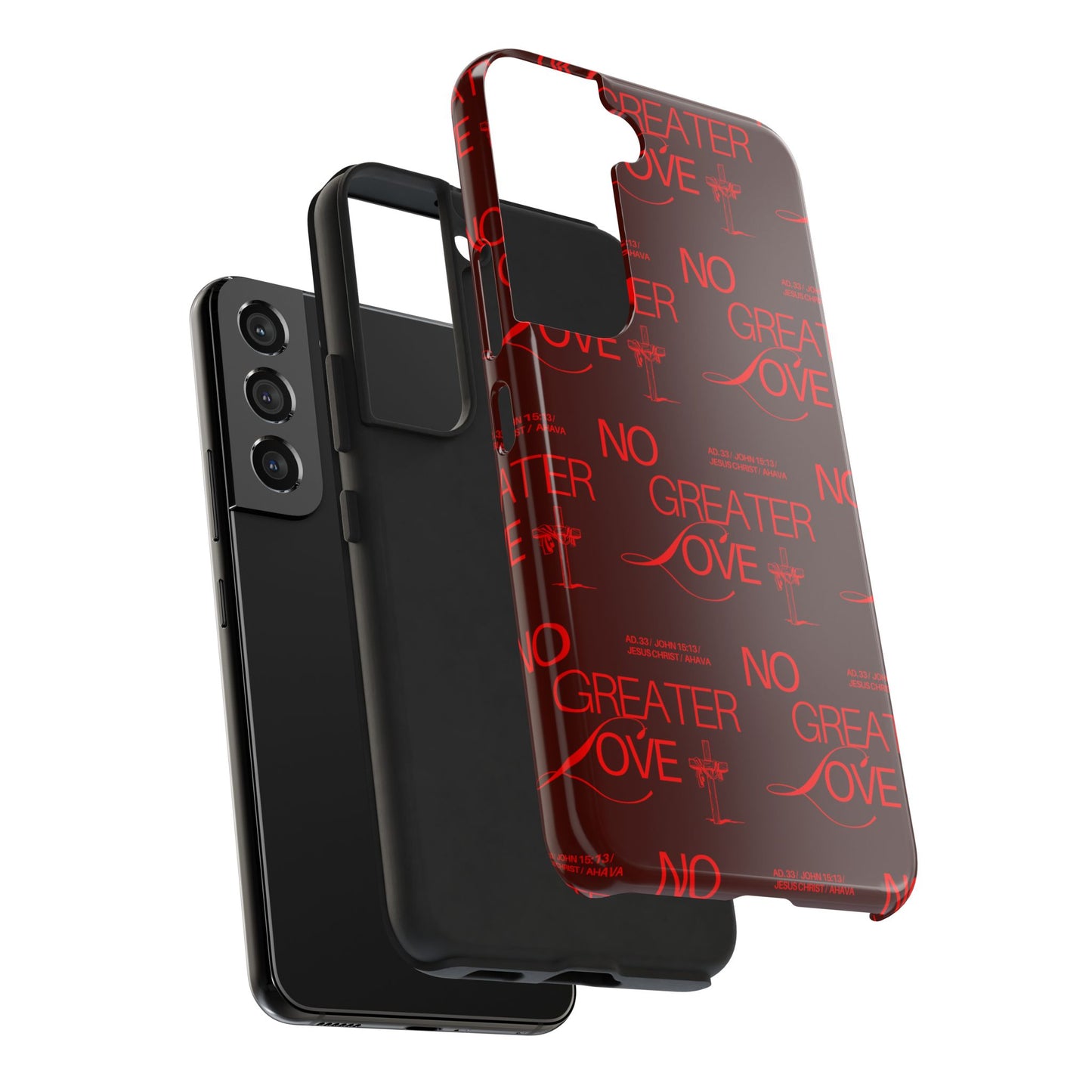 No Greater Love Phone Case Red | John 15:13 Scripture Case | Bold Christian Gift for Men & Women | Tough Protective Case