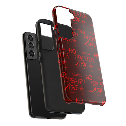 No Greater Love Phone Case Red | John 15:13 Scripture Case | Bold Christian Gift for Men & Women | Tough Protective Case