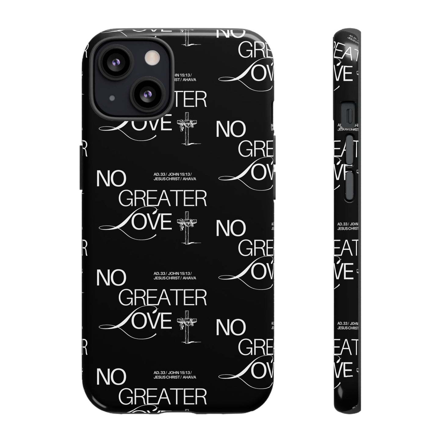 No Greater Love Phone Case Black | John 15:13 Bible Verse Case | Sleek Christian Gift for Men | Tough Minimalist Scripture Cover