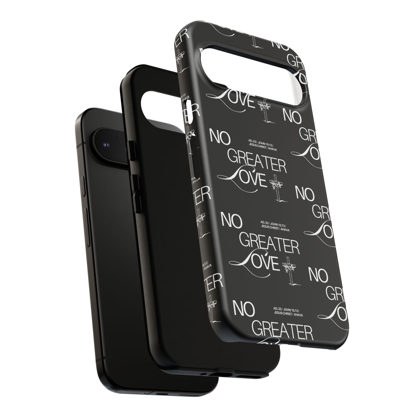 No Greater Love Phone Case Black | John 15:13 Bible Verse Case | Sleek Christian Gift for Men | Tough Minimalist Scripture Cover