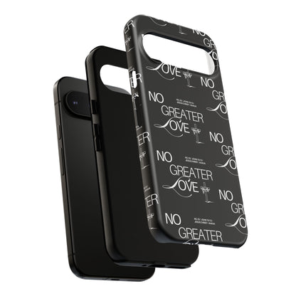 No Greater Love Phone Case Black | John 15:13 Bible Verse Case | Sleek Christian Gift for Men | Tough Minimalist Scripture Cover