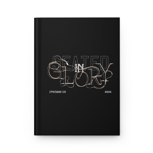 Black notebook with white text on a black background
