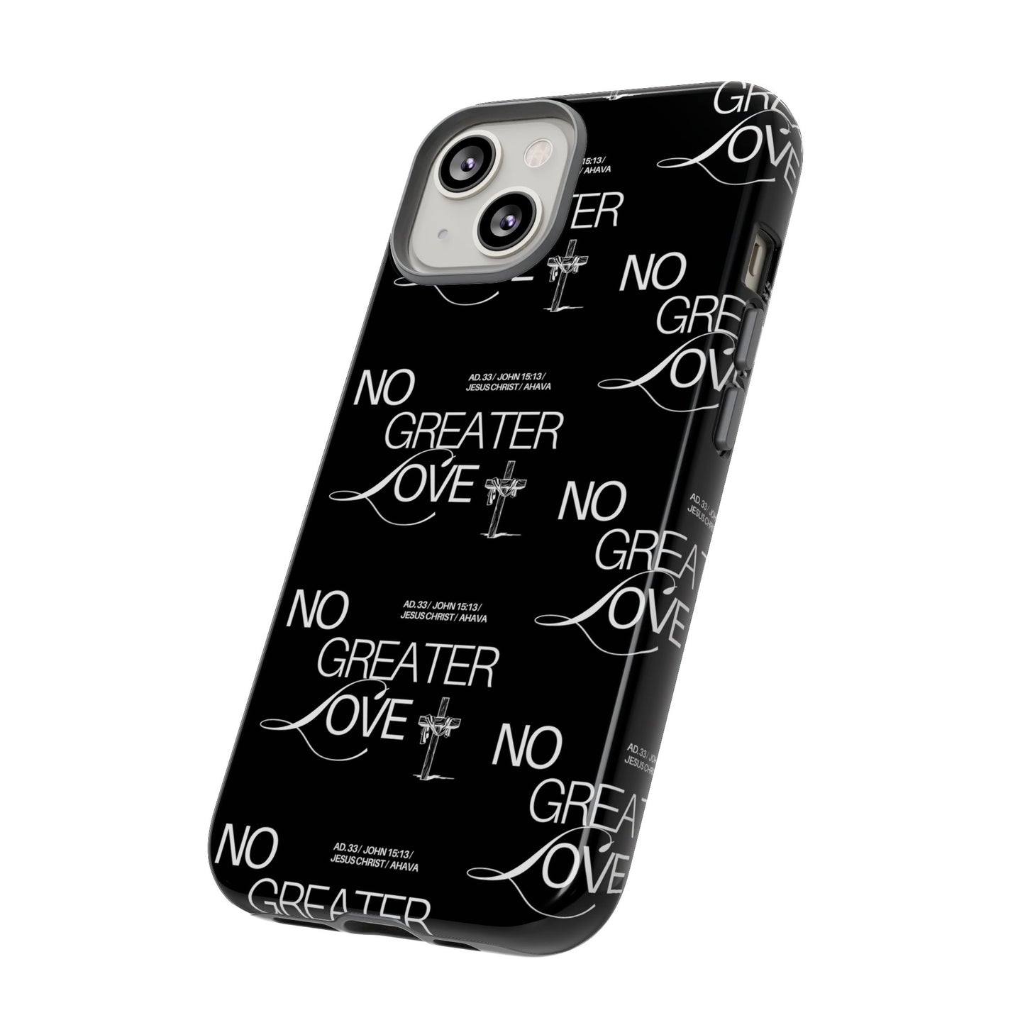 No Greater Love Phone Case Black | John 15:13 Bible Verse Case | Sleek Christian Gift for Men | Tough Minimalist Scripture Cover