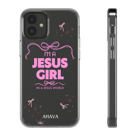 Jesus Girl Pink Phone Case | Preppy Christian Cute Faith Based Gift | Soft Pink Aesthetic Clear Tough Case