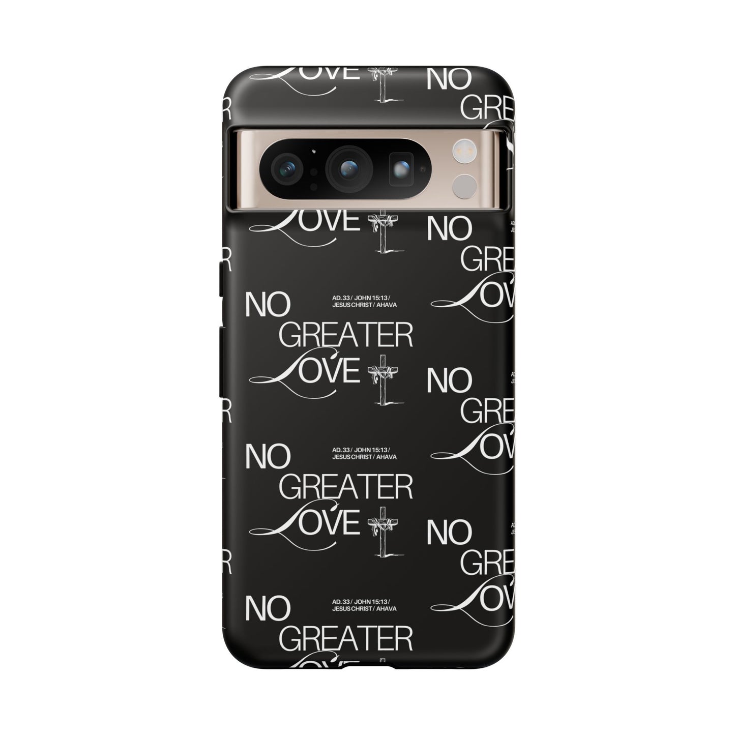 No Greater Love Phone Case Black | John 15:13 Bible Verse Case | Sleek Christian Gift for Men | Tough Minimalist Scripture Cover