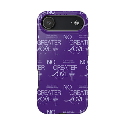 No Greater Love Phone Case Lavender | John 15:13 Bible Verse Cover  | Dreamy Christian Aesthetic Gift | Tough Floral Scripture Case