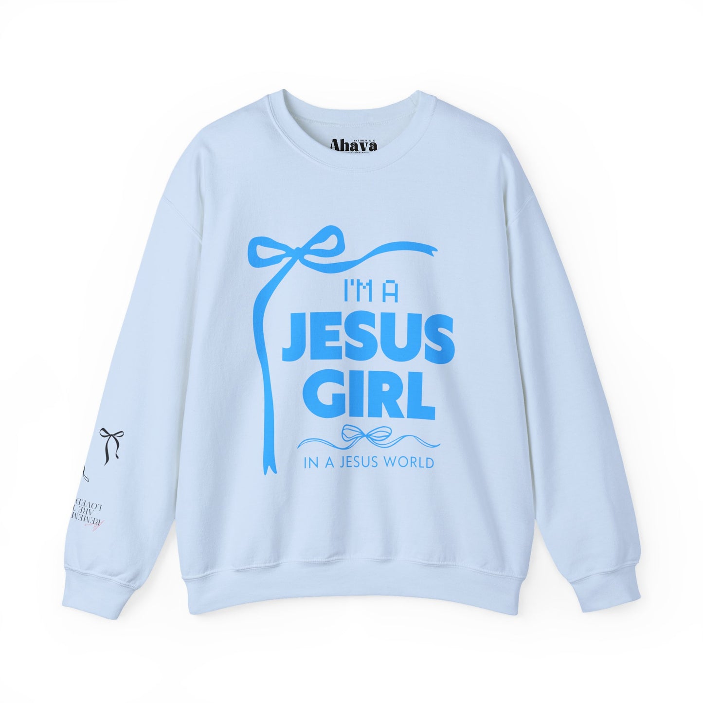 Jesus girl in a Jesus World Sweatshirt