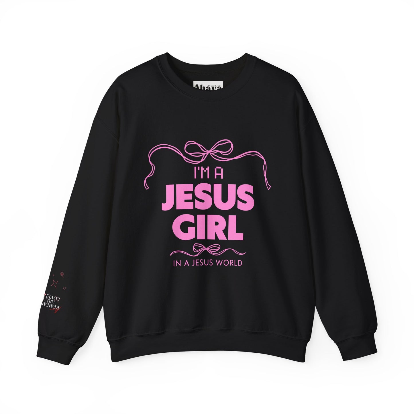 Jesus girl in a Jesus World Sweatshirt