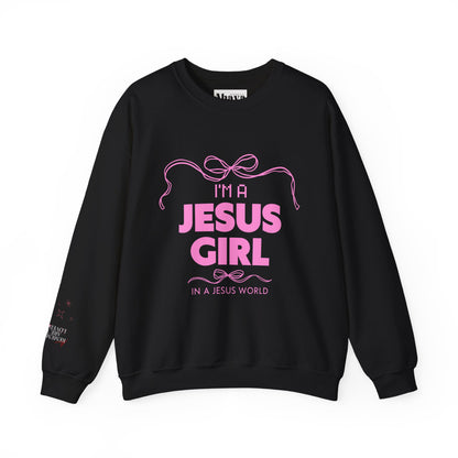 Jesus girl in a Jesus World Sweatshirt