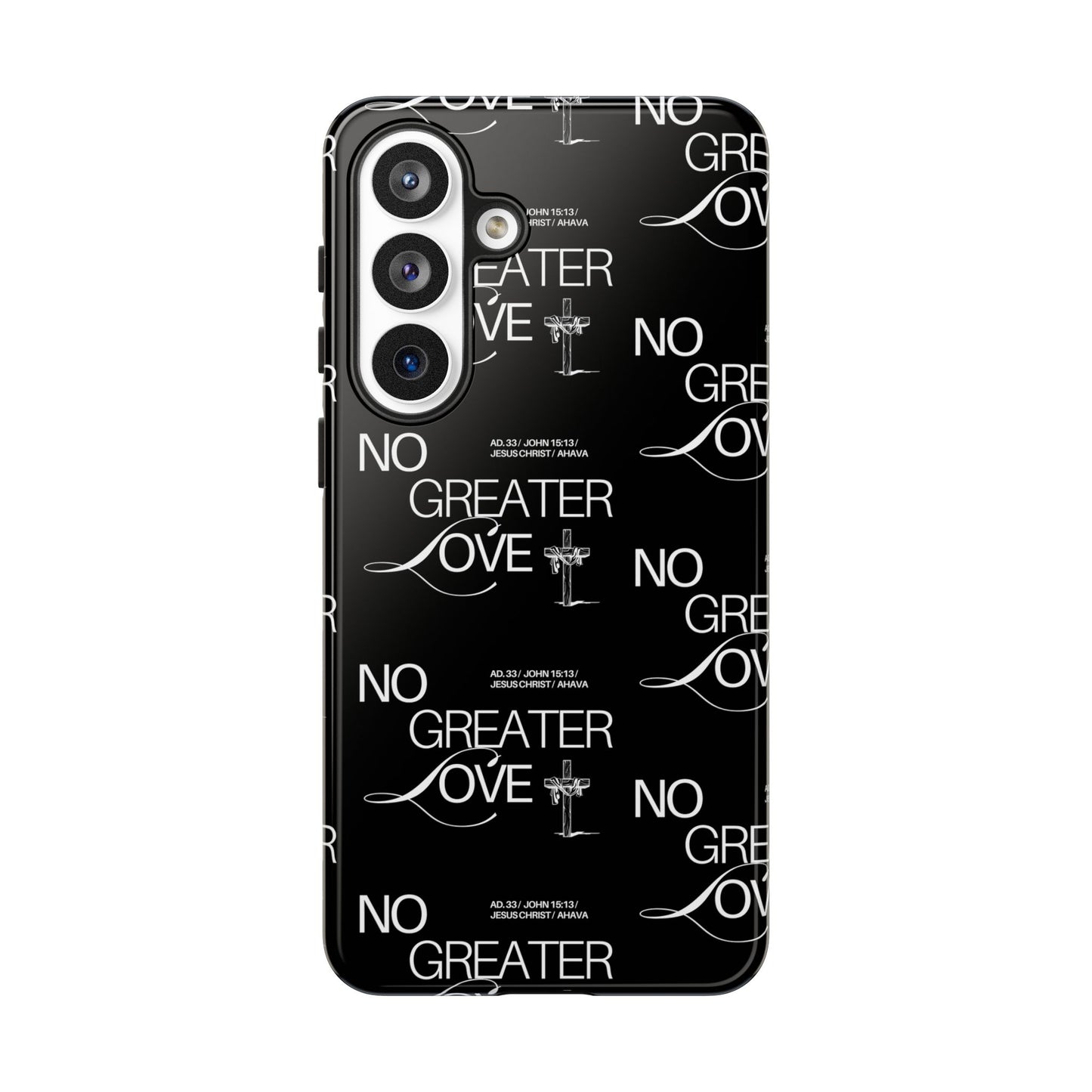 No Greater Love Phone Case Black | John 15:13 Bible Verse Case | Sleek Christian Gift for Men | Tough Minimalist Scripture Cover