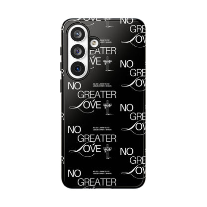 No Greater Love Phone Case Black | John 15:13 Bible Verse Case | Sleek Christian Gift for Men | Tough Minimalist Scripture Cover