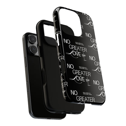 No Greater Love Phone Case Black | John 15:13 Bible Verse Case | Sleek Christian Gift for Men | Tough Minimalist Scripture Cover