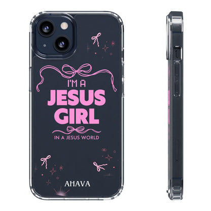 Jesus Girl Pink Phone Case | Preppy Christian Cute Faith Based Gift | Soft Pink Aesthetic Clear Tough Case