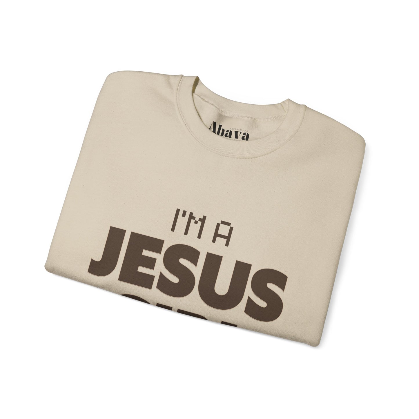 Jesus girl in a Jesus World Sweatshirt