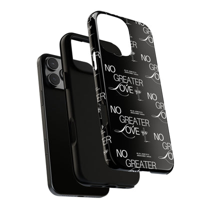 No Greater Love Phone Case Black | John 15:13 Bible Verse Case | Sleek Christian Gift for Men | Tough Minimalist Scripture Cover