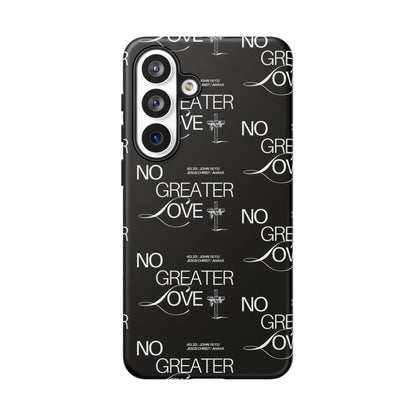 No Greater Love Phone Case Black | John 15:13 Bible Verse Case | Sleek Christian Gift for Men | Tough Minimalist Scripture Cover