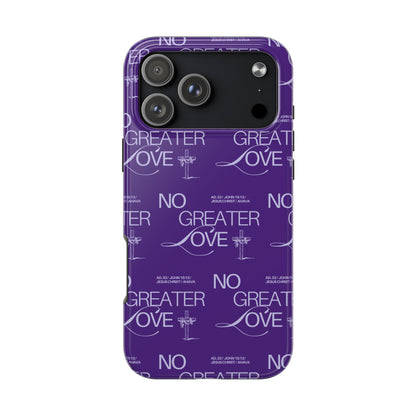 No Greater Love Phone Case Lavender | John 15:13 Bible Verse Cover  | Dreamy Christian Aesthetic Gift | Tough Floral Scripture Case