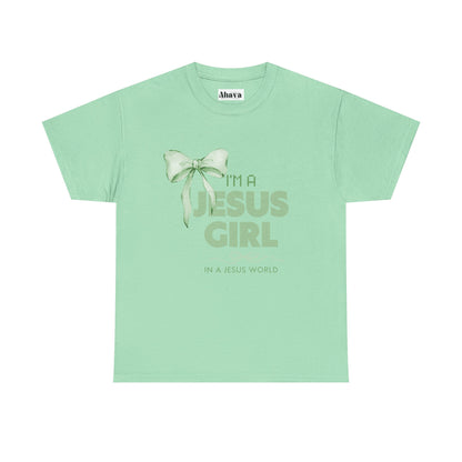 Jesus girl in a Jesus World Shirt