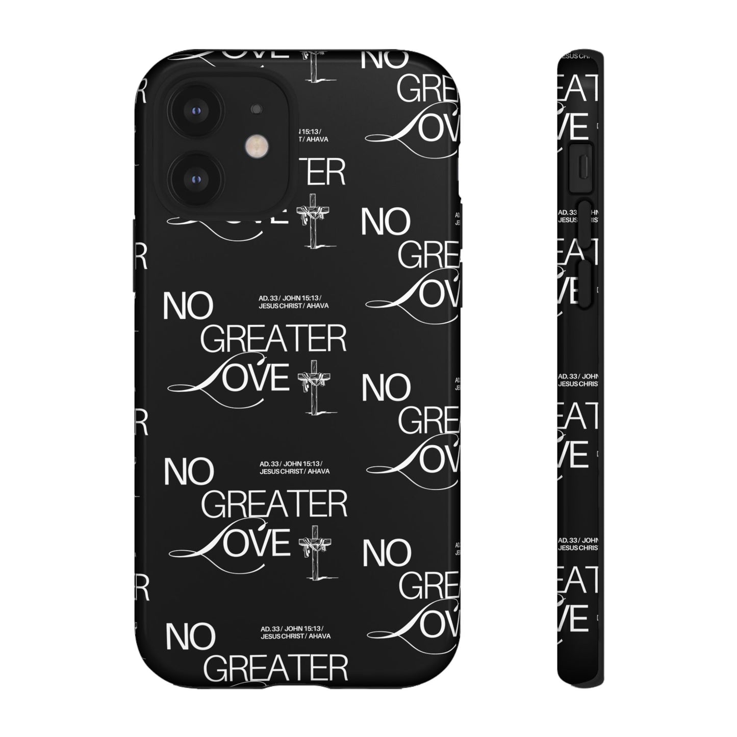No Greater Love Phone Case Black | John 15:13 Bible Verse Case | Sleek Christian Gift for Men | Tough Minimalist Scripture Cover