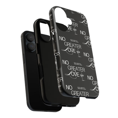 No Greater Love Phone Case Black | John 15:13 Bible Verse Case | Sleek Christian Gift for Men | Tough Minimalist Scripture Cover