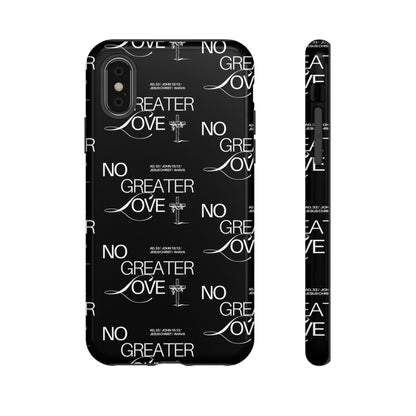 No Greater Love Phone Case Black | John 15:13 Bible Verse Case | Sleek Christian Gift for Men | Tough Minimalist Scripture Cover