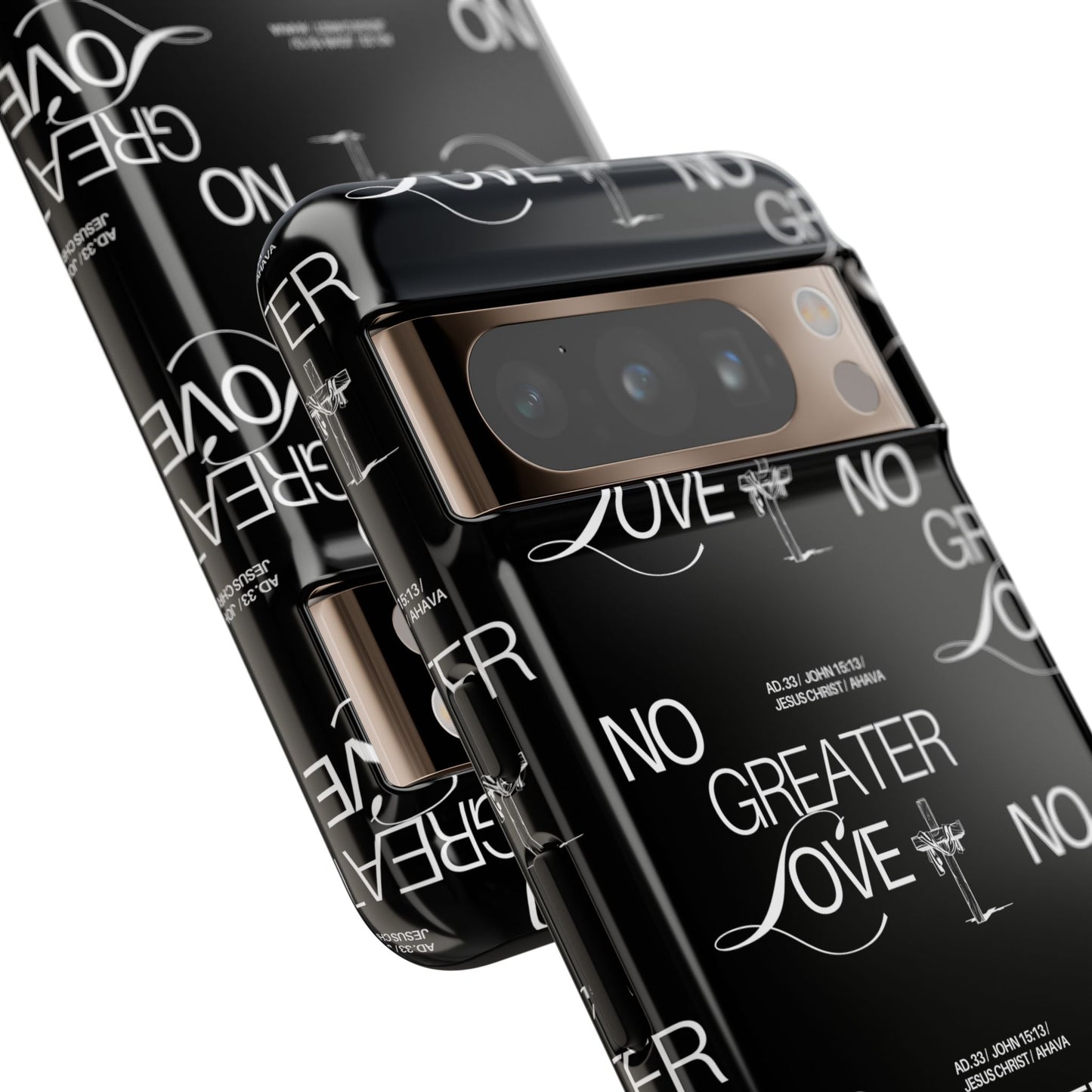 No Greater Love Phone Case Black | John 15:13 Bible Verse Case | Sleek Christian Gift for Men | Tough Minimalist Scripture Cover