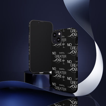 No Greater Love Phone Case Black | John 15:13 Bible Verse Case | Sleek Christian Gift for Men | Tough Minimalist Scripture Cover
