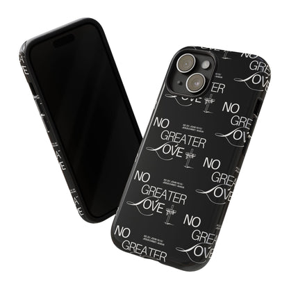 No Greater Love Phone Case Black | John 15:13 Bible Verse Case | Sleek Christian Gift for Men | Tough Minimalist Scripture Cover