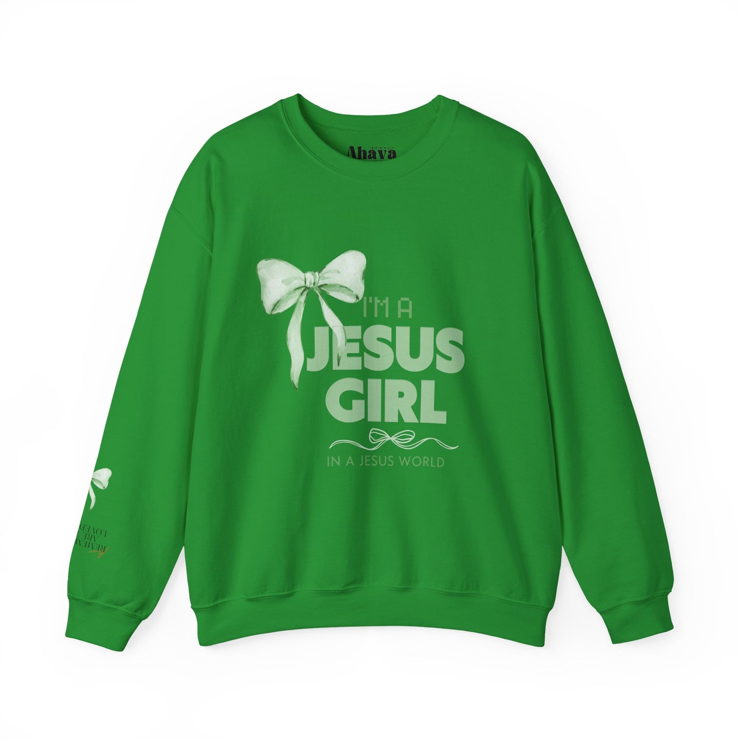 Jesus girl in a Jesus World Sweatshirt