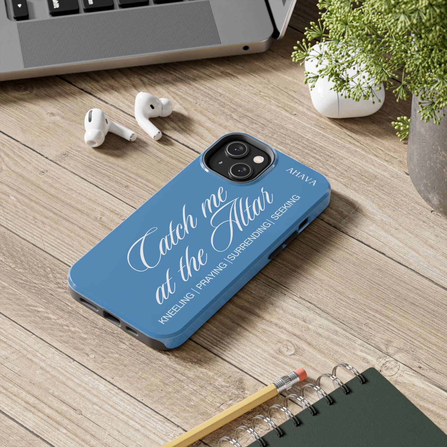"Catch Me at the Altar" Light Blue Phone Case
