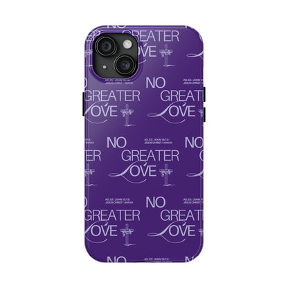 No Greater Love Phone Case Lavender | John 15:13 Bible Verse Cover  | Dreamy Christian Aesthetic Gift | Tough Floral Scripture Case