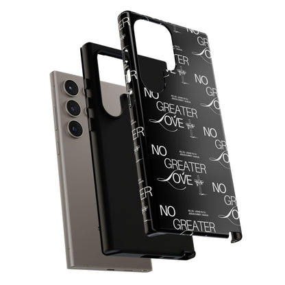 No Greater Love Phone Case Black | John 15:13 Bible Verse Case | Sleek Christian Gift for Men | Tough Minimalist Scripture Cover
