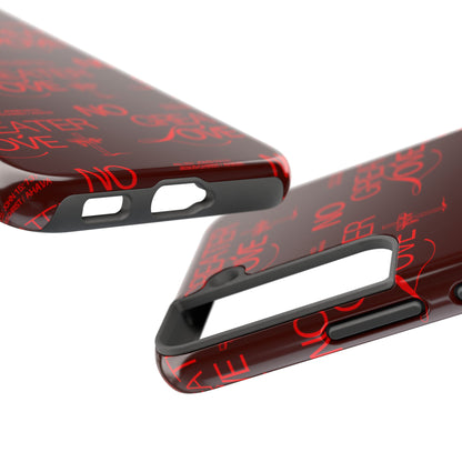 No Greater Love Phone Case Red | John 15:13 Scripture Case | Bold Christian Gift for Men & Women | Tough Protective Case