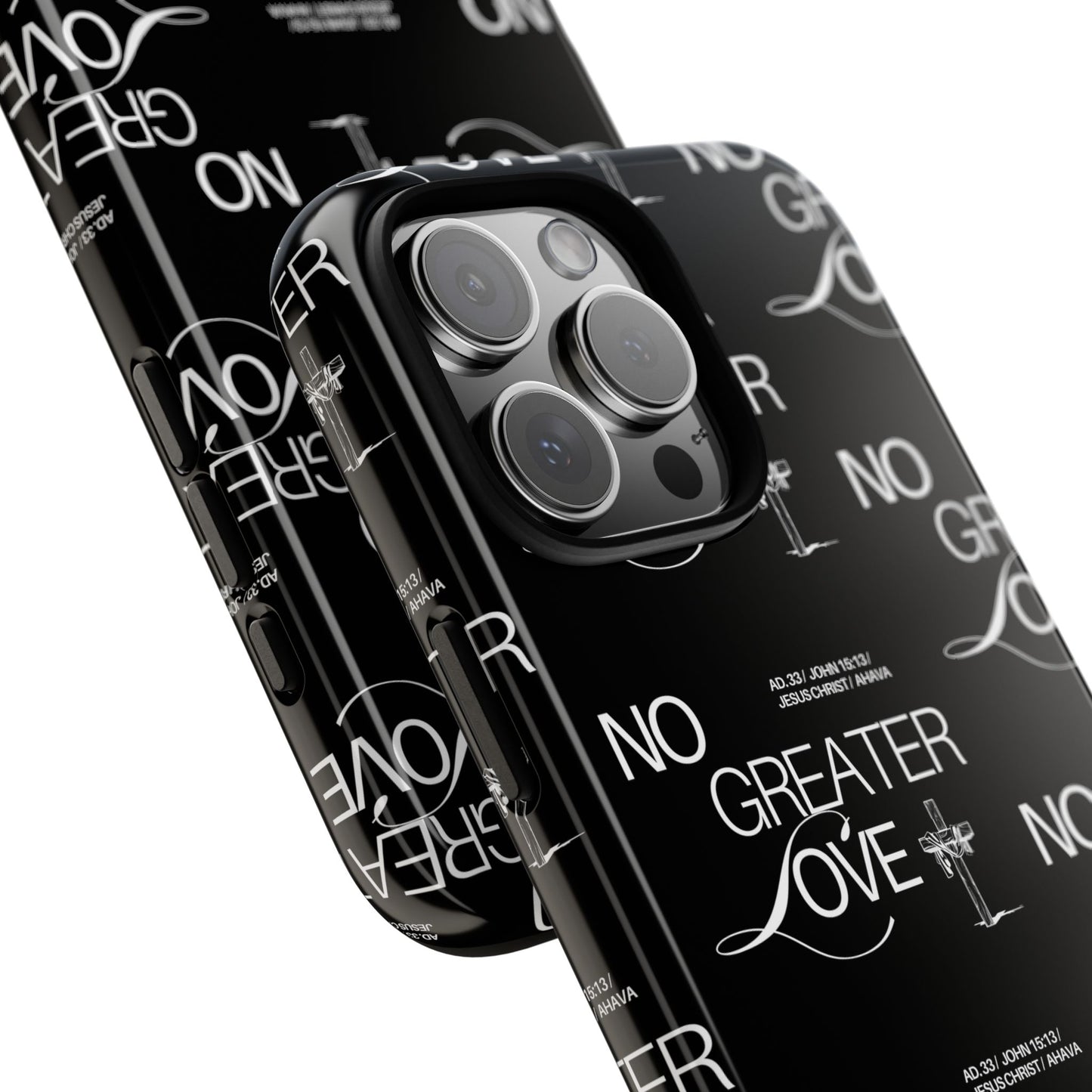 No Greater Love Phone Case Black | John 15:13 Bible Verse Case | Sleek Christian Gift for Men | Tough Minimalist Scripture Cover