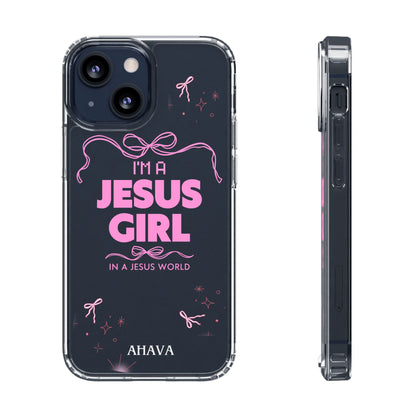 Jesus Girl Pink Phone Case | Preppy Christian Cute Faith Based Gift | Soft Pink Aesthetic Clear Tough Case