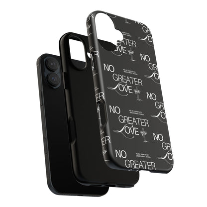No Greater Love Phone Case Black | John 15:13 Bible Verse Case | Sleek Christian Gift for Men | Tough Minimalist Scripture Cover