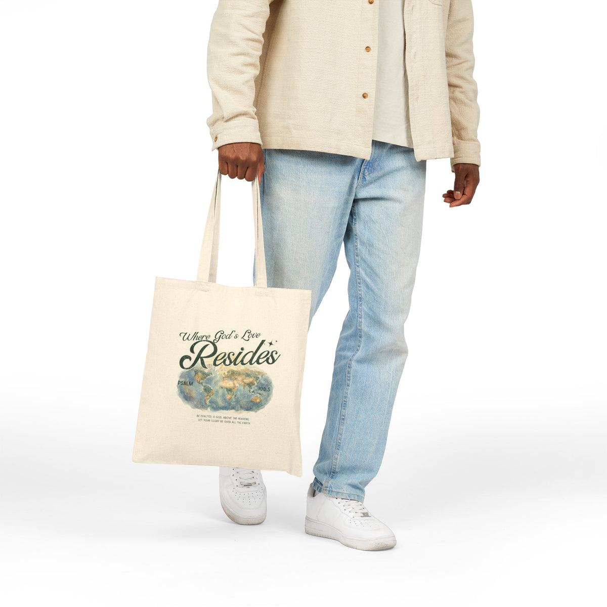 Where God's Love Resides Canvas Tote Bag | Green