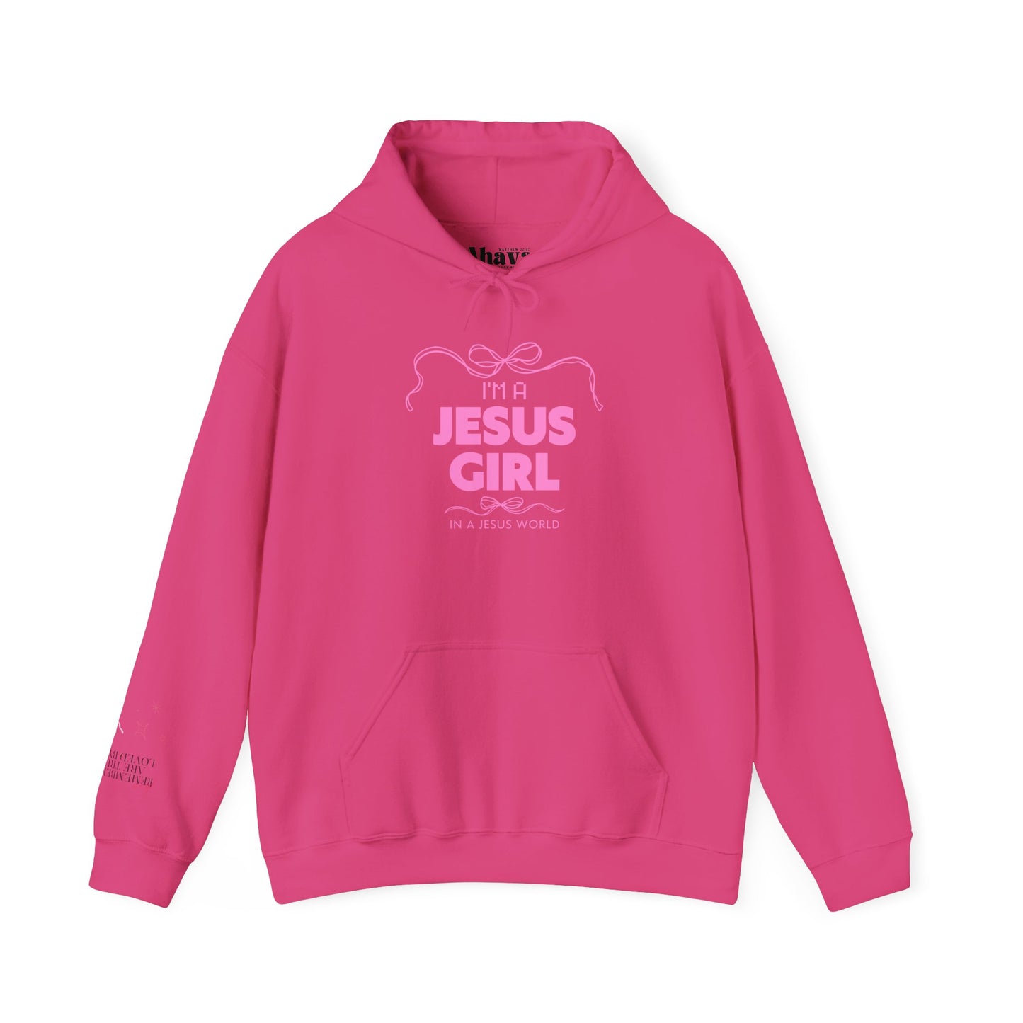 Jesus girl in a Jesus World Hoodie