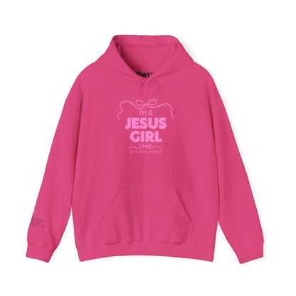 Jesus girl in a Jesus World Hoodie