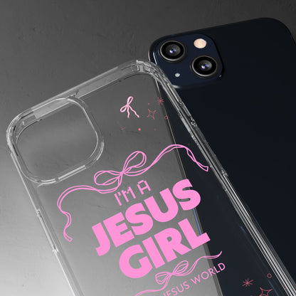 Jesus Girl Pink Phone Case | Preppy Christian Cute Faith Based Gift | Soft Pink Aesthetic Clear Tough Case