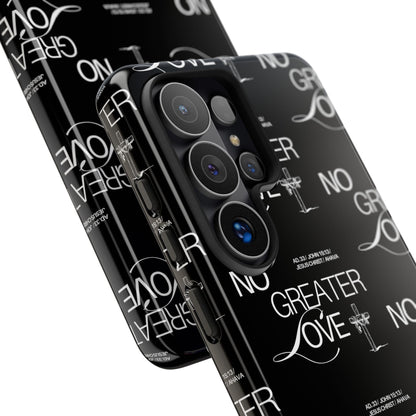 No Greater Love Phone Case Black | John 15:13 Bible Verse Case | Sleek Christian Gift for Men | Tough Minimalist Scripture Cover