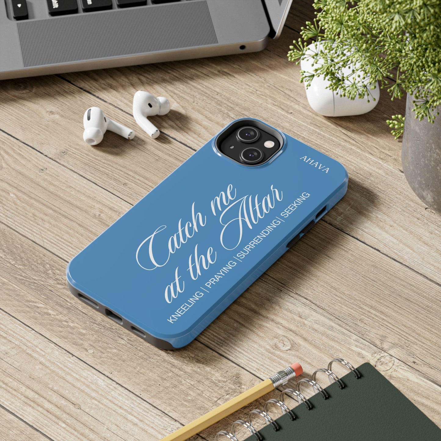 "Catch Me at the Altar" Light Blue Phone Case