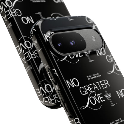 No Greater Love Phone Case Black | John 15:13 Bible Verse Case | Sleek Christian Gift for Men | Tough Minimalist Scripture Cover