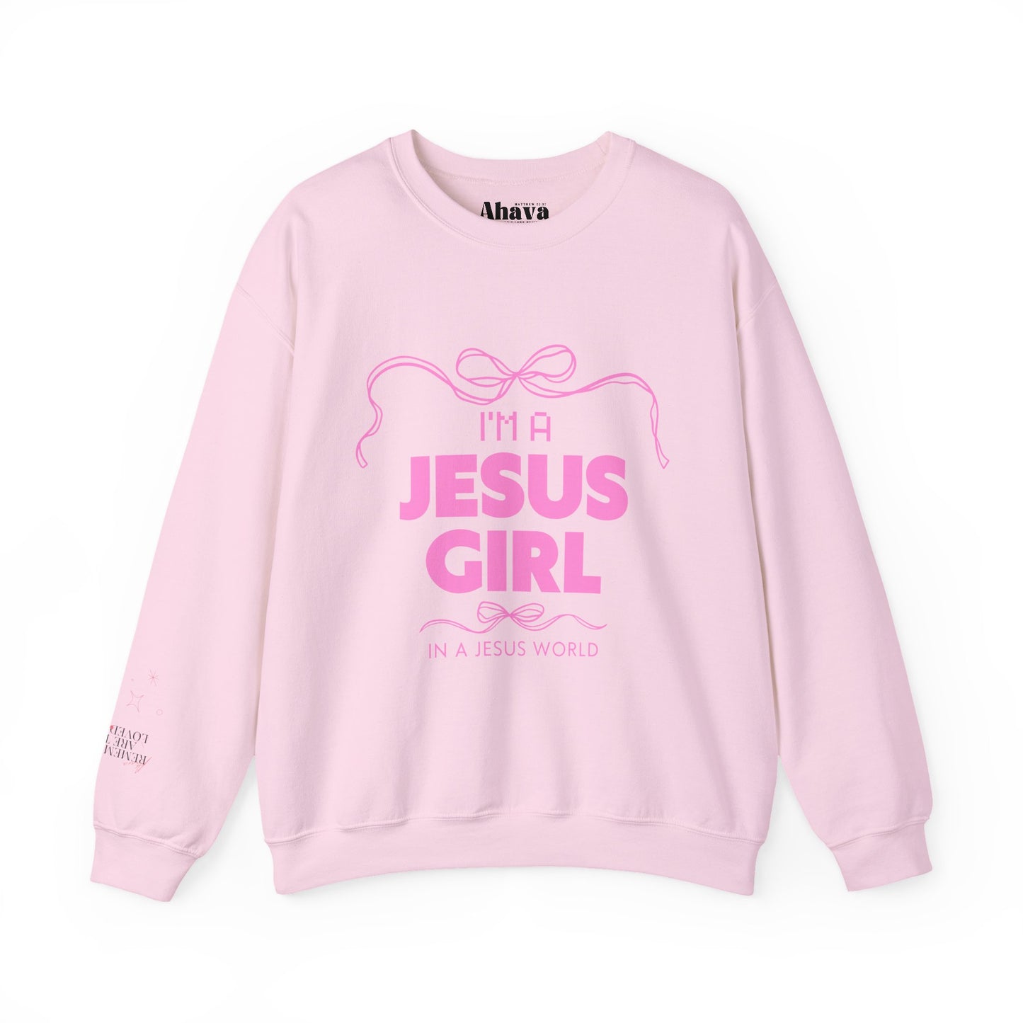 Jesus girl in a Jesus World Sweatshirt