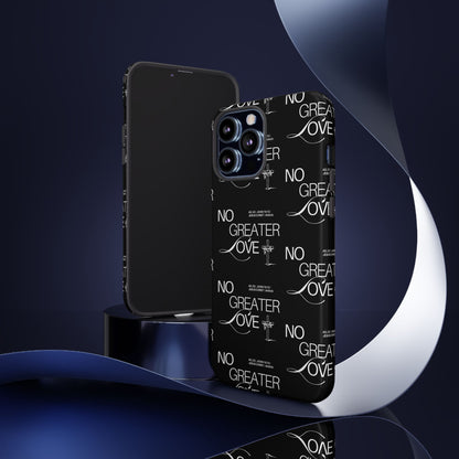 No Greater Love Phone Case Black | John 15:13 Bible Verse Case | Sleek Christian Gift for Men | Tough Minimalist Scripture Cover