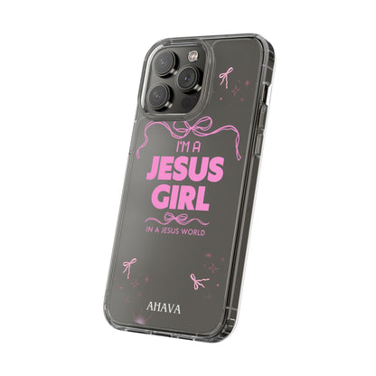 Jesus Girl Pink Phone Case | Preppy Christian Cute Faith Based Gift | Soft Pink Aesthetic Clear Tough Case