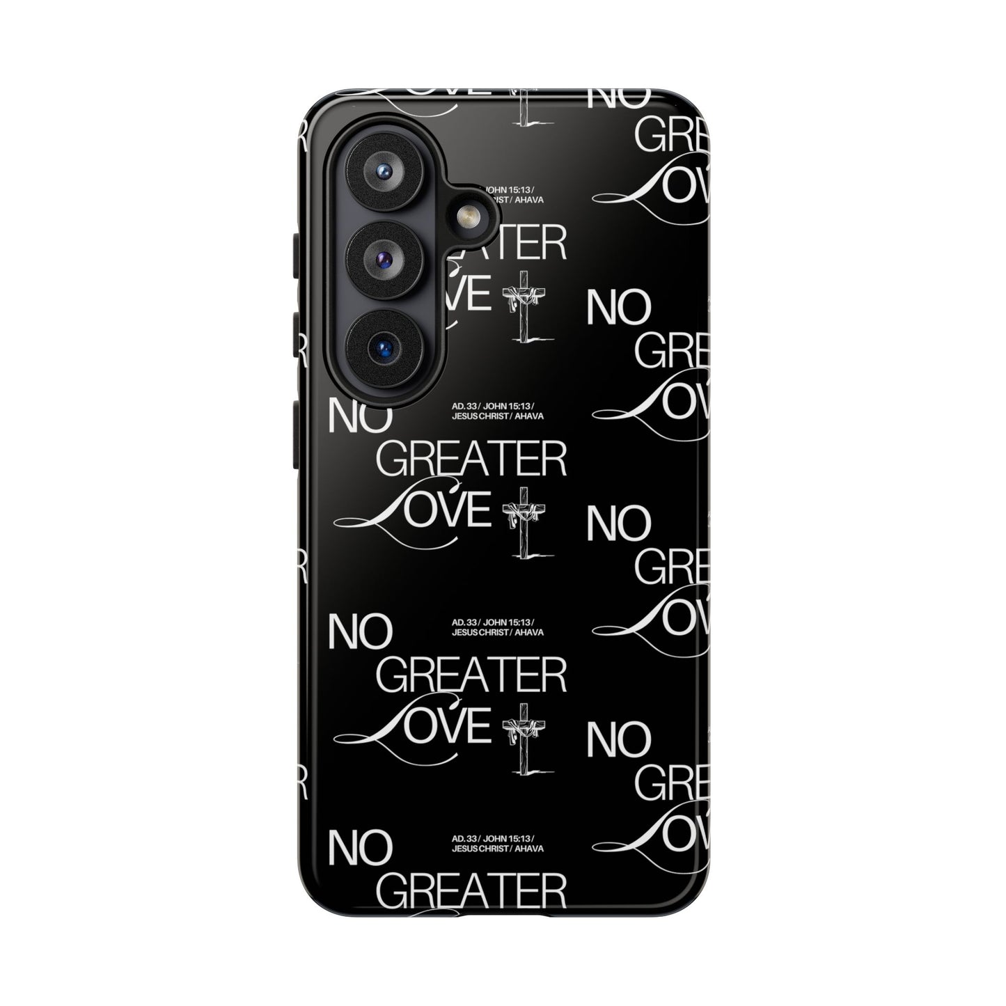 No Greater Love Phone Case Black | John 15:13 Bible Verse Case | Sleek Christian Gift for Men | Tough Minimalist Scripture Cover