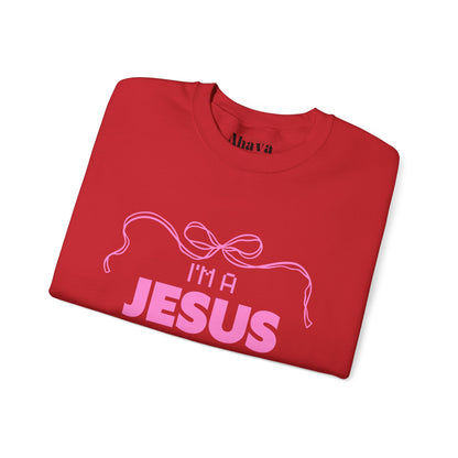 Jesus girl in a Jesus World Sweatshirt