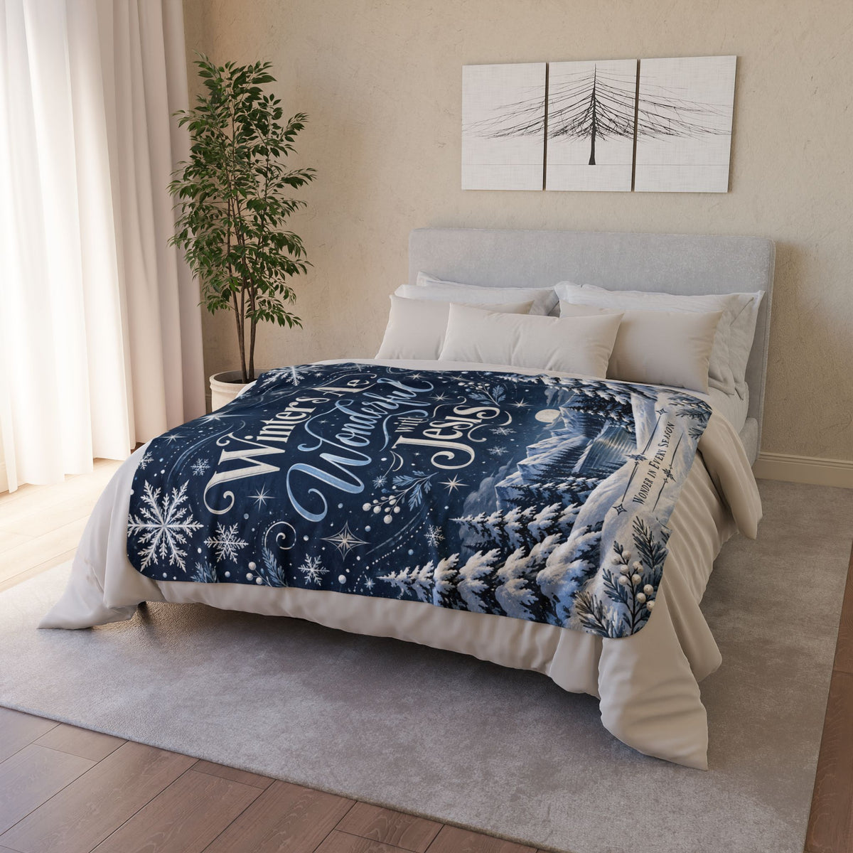 Winters Are Wonderful with Jesus Fleece Blanket
